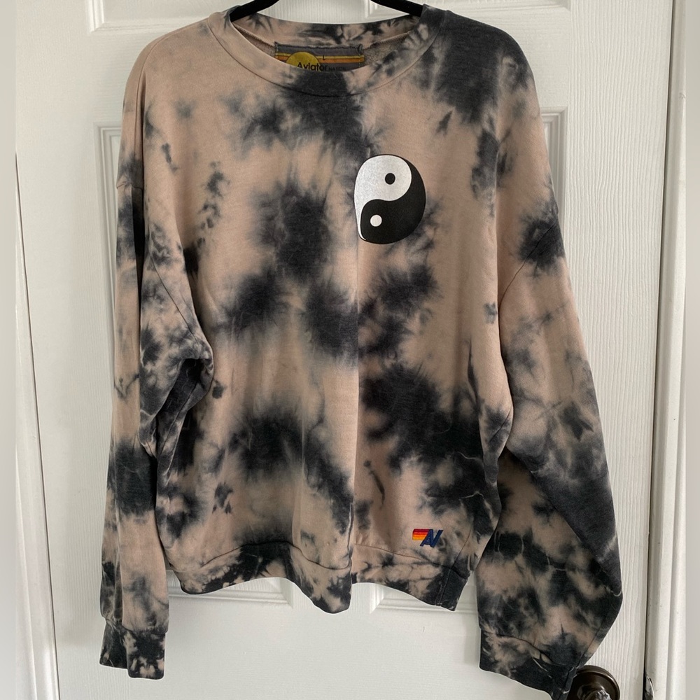 Aviator Nation Yin Yang black and tan sweatshirt size L